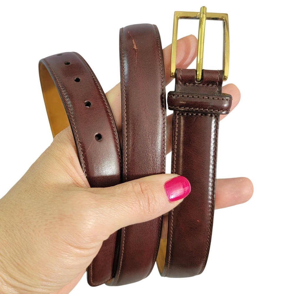 Trafalgar Cortina Mens Leather Belt 40/100 Burgundy Brown Gold Buckle USA Made